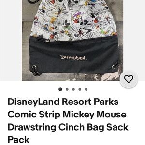 Disney Mickey Comics Drawstring Cinch Bag - Black & White with Color Accents